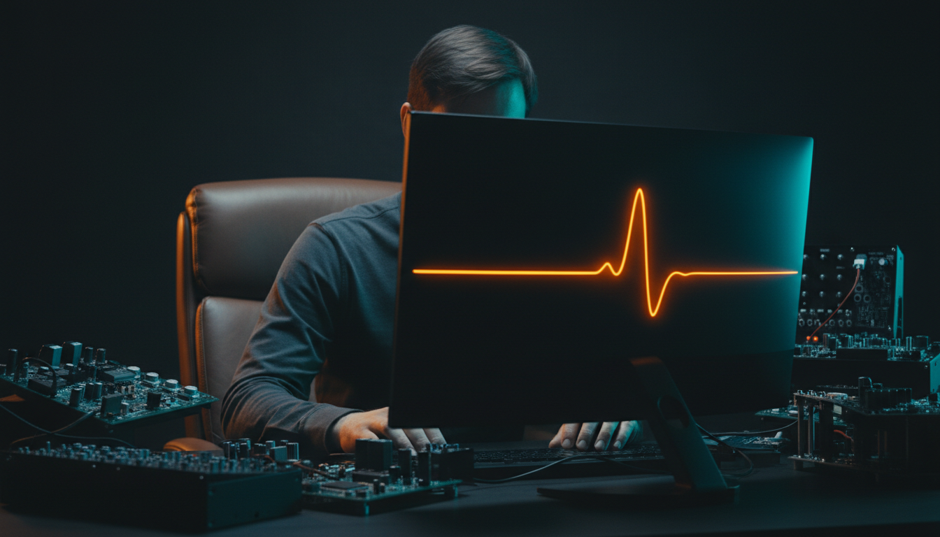 Captured voice, an amber waveform across a dark screen