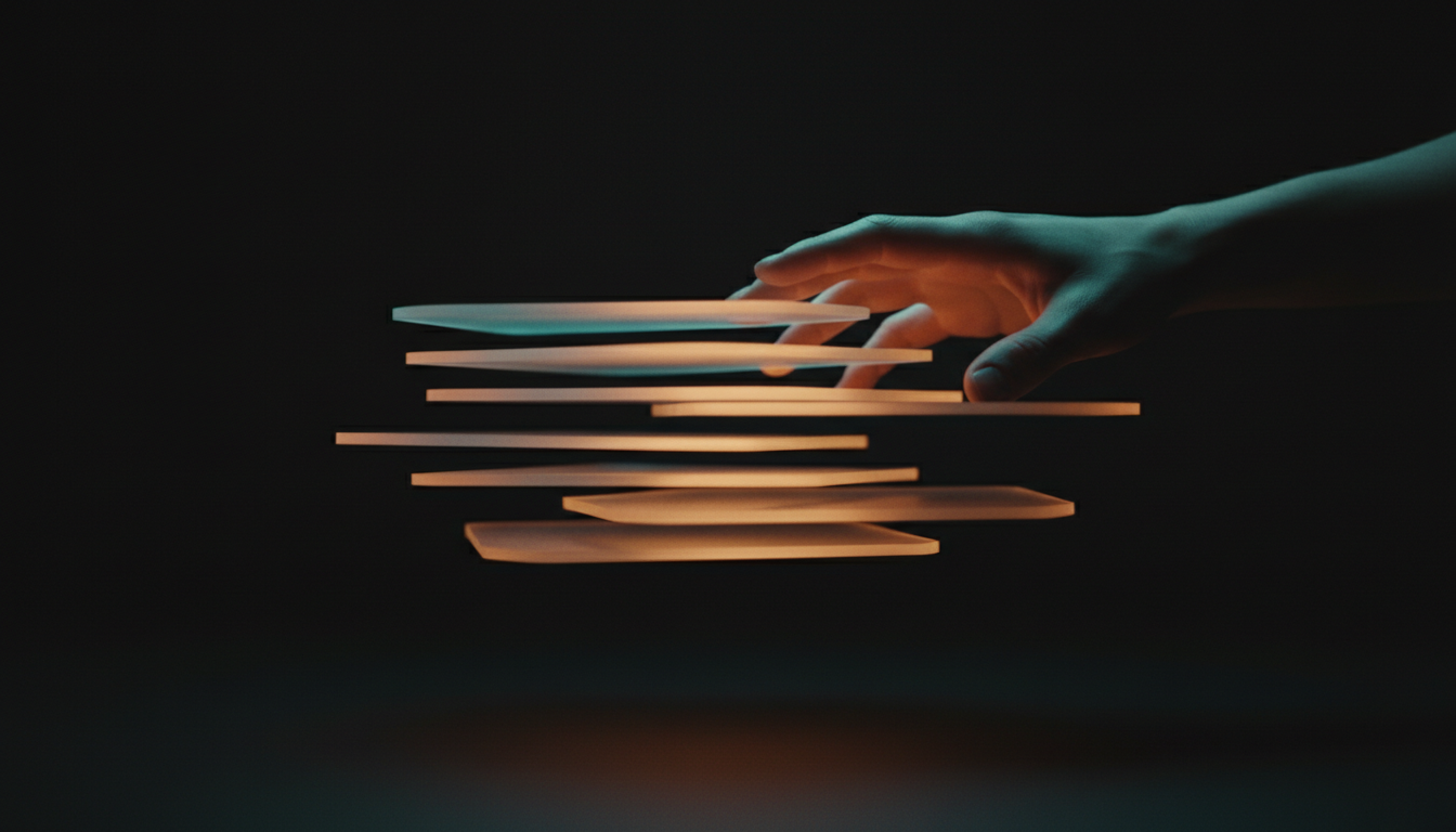 The lean stack, abstracted into glowing layers of light